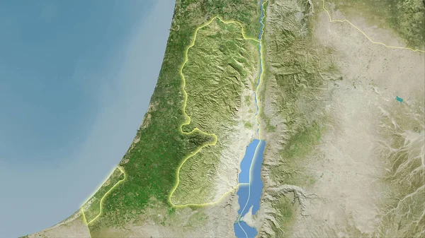 Área Palestina Satélite Mapa Proyección Estereográfica Composición Cruda Capas Trama — Foto de Stock