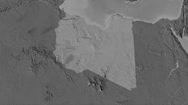 立体投影中的双圆弧高程地图上的利比亚地区 栅格层的原始成分 — 图库照片