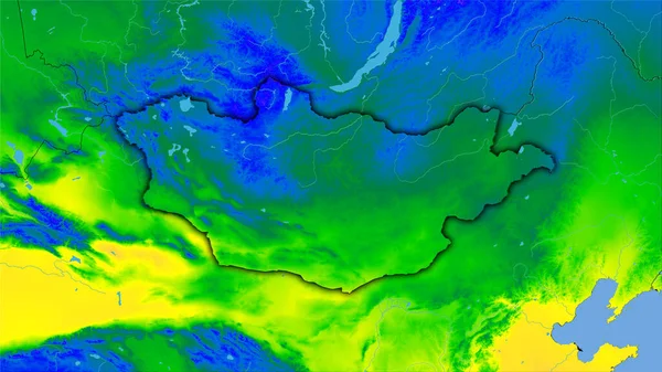 Área Mongolia Mapa Anual Temperatura Proyección Estereográfica Composición Cruda Capas — Foto de Stock