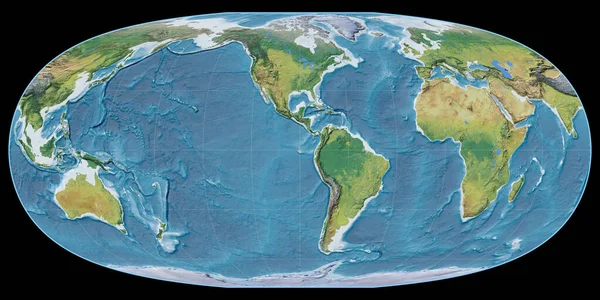 Mappa Del Mondo Nella Proiezione Mcbryde Thomas Centrata Sulla Longitudine — Foto Stock