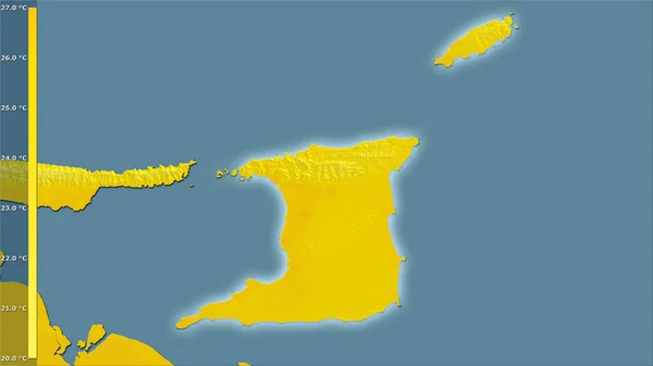 Efsanevi Stereografik Projeksiyonda Trinidad Tobago Bölgesinin Sıcak Çeyreğinin Ortalama Sıcaklığı — Stok fotoğraf