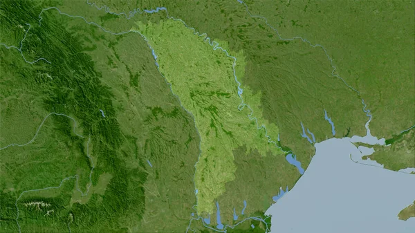 Moldova Area Satellite Map Stereographic Projection Raw Composition Raster Layers — Stock Photo, Image