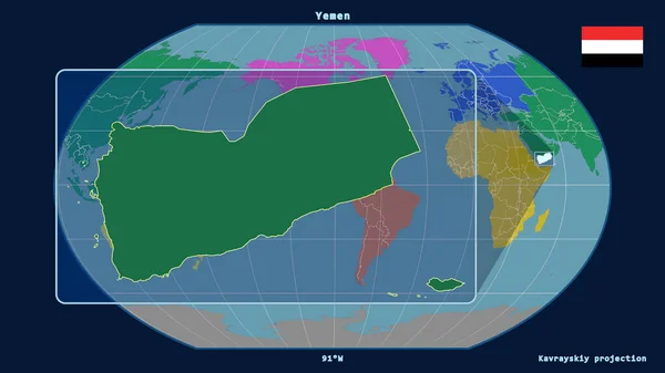 Vista Ampliada Del Esquema Yemen Con Líneas Perspectiva Contra Mapa —  Fotos de Stock