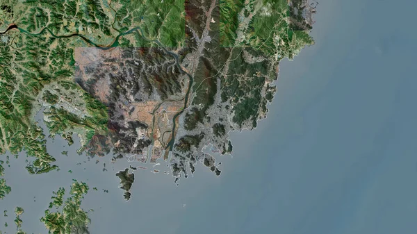 Pusan Metropolia Korei Południowej Zdjęcia Satelitarne Kształt Nakreślony Stosunku Obszaru — Zdjęcie stockowe