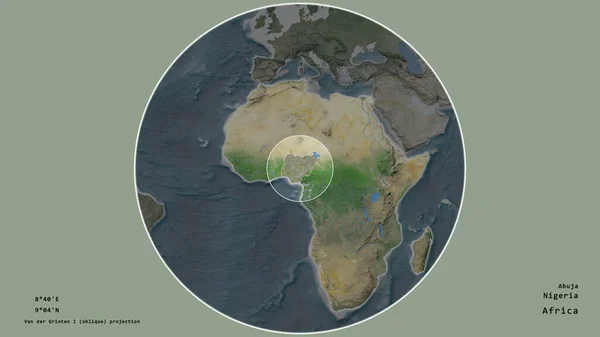 Zone Nigeria Marquée Par Cercle Sur Carte Grande Échelle Continent — Photo