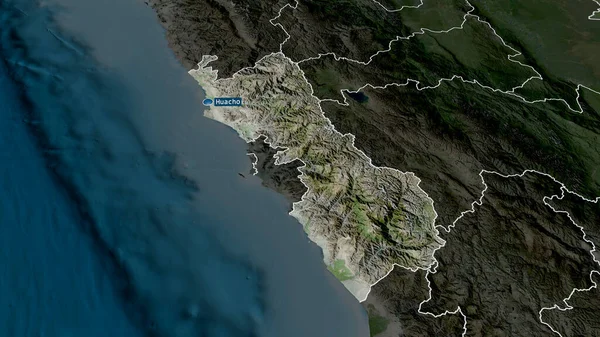 Lima Región Perú Ampliada Destacada Con Capital Imágenes Satélite Renderizado — Foto de Stock