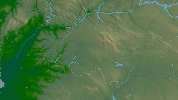 Portalegre District Portugal Gekleurde Schaduwgegevens Met Meren Rivieren Vorm Geschetst — Stockfoto