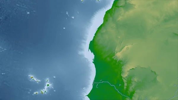 Mauritânia Perspectiva Close País Sem Esboço Cor Mapa Físico — Fotografia de Stock