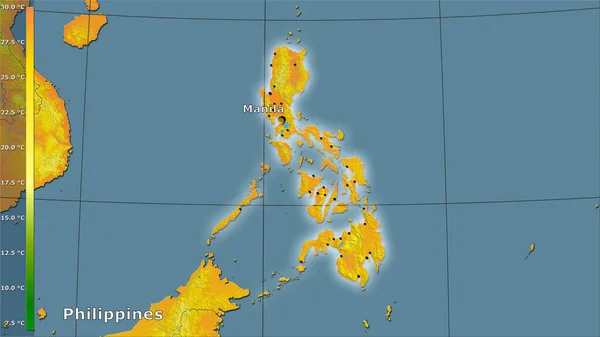 Temperatura Média Quarto Mais Quente Dentro Área Das Filipinas Projeção — Fotografia de Stock