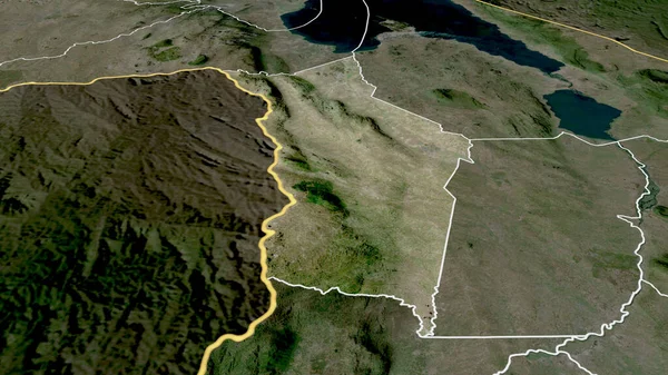 Ntcheu地区的马拉维放大和突出 卫星图像 3D渲染 — 图库照片