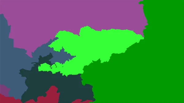 行政区划地图上吉尔吉斯斯坦地区的立体投影 栅格层的原始组成 — 图库照片