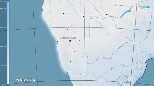 Neerslag Van Droogste Wijk Namibië Stereografische Projectie Met Legende Hoofdcompositie — Stockfoto