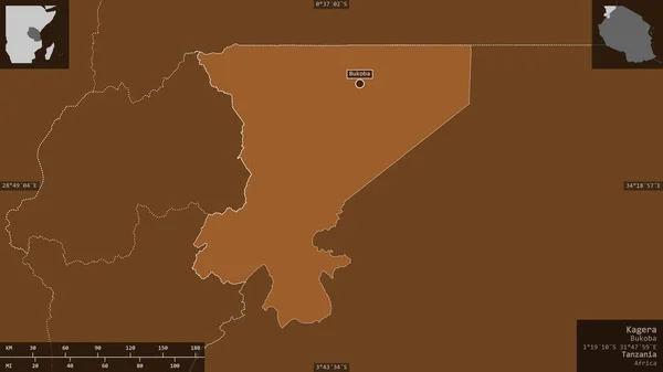 Кагера Регіон Танзанії Прилаштовані Водойми Озерами Річками Форма Представлена Проти — стокове фото