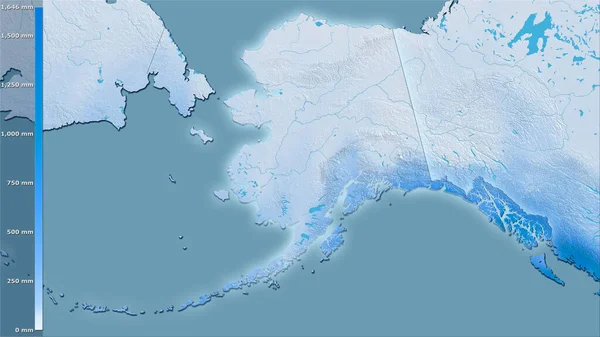 Csapadék Leghidegebb Negyed Egyesült Államokban Alaszka Területén Sztereográfiai Vetítés Legenda — Stock Fotó