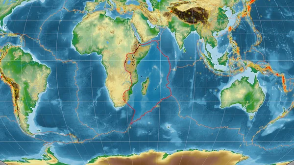 Placa Tectónica Somalí Delineada Mapa Físico Color Global Proyección Kavrayskiy — Foto de Stock