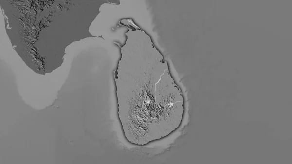 Zona Sri Lanka Mapa Elevación Bilevel Proyección Estereográfica Composición Cruda — Foto de Stock