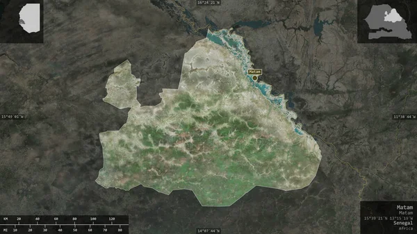 Matam Región Senegal Imágenes Satélite Forma Presentada Contra Área País — Foto de Stock