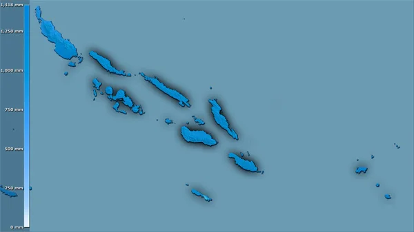 所罗门群岛地区内带图例的立体投影中的西风带降水 深色发光轮廓光栅层的原始成分 — 图库照片