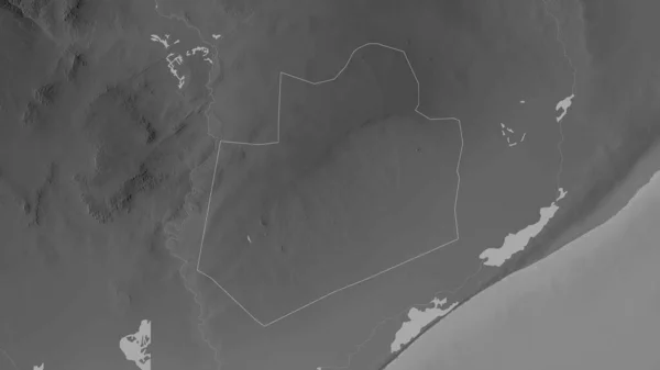 Bay Oblast Somálska Šedá Mapa Jezery Řekami Tvar Rýsoval Jeho — Stock fotografie