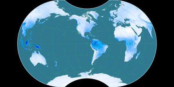 World Map Maurer Apparent Globular Projection Centered West Longitude Mean — Stock Photo, Image
