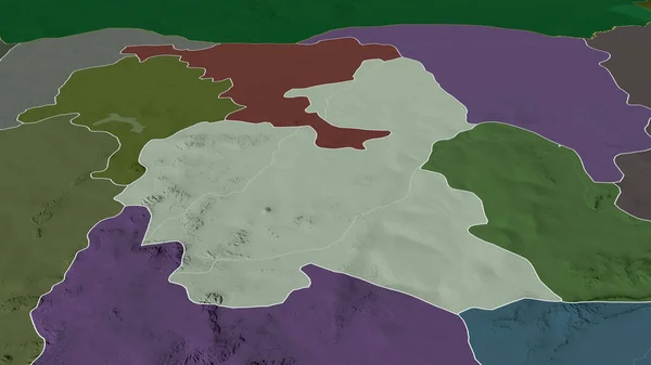 Bauchi - state of Nigeria zoomed and highlighted. Colored and bumped map of the administrative division. 3D rendering