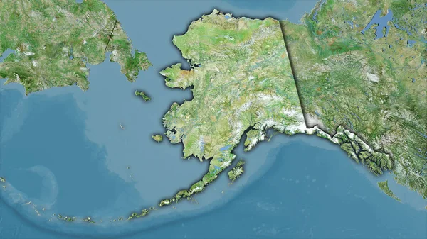 Estados Unidos Alaska Área Satélite Mapa Proyección Estereográfica Composición Cruda — Foto de Stock