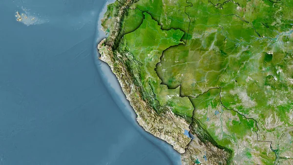 Uydudaki Peru alanı stereografik projeksiyondaki bir harita - koyu parlak çizgili raster tabakalarının ham bileşimi