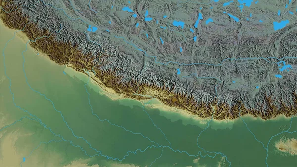 Área Nepal Mapa Topográfico Relevo Projeção Estereográfica Composição Bruta Das — Fotografia de Stock