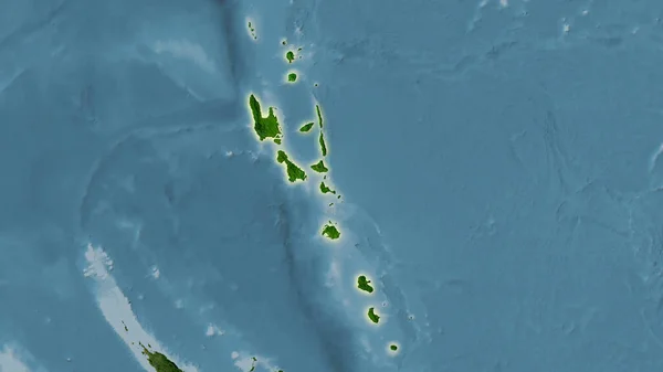 Vanuatu Gebiet Auf Der Satelliten Karte Der Stereographischen Projektion Rohzusammensetzung — Stockfoto