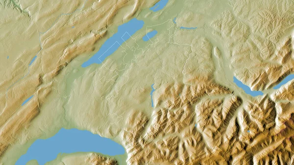 弗里堡 瑞士的州 湖泊和河流的彩色阴影数据 形状与它的国家相对应 3D渲染 — 图库照片