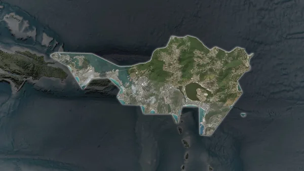 Sint Maarten Area Enlarged Glowed Darkened Background Its Surroundings Satellite — Stock Photo, Image