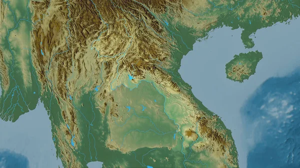 Área Laos Mapa Topográfico Relevo Projeção Estereográfica Composição Bruta Das — Fotografia de Stock