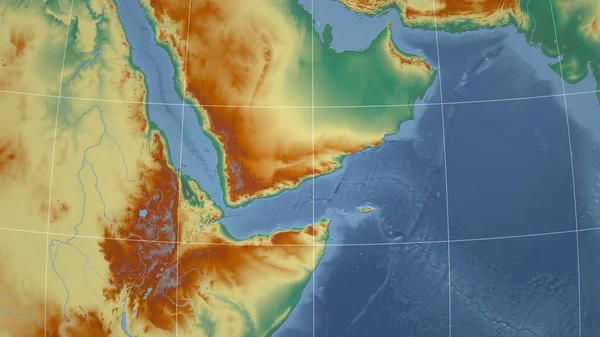 Yemen Mahalle Dış Hatları Olmayan Uzak Perspektif Topografik Yardım Haritası — Stok fotoğraf