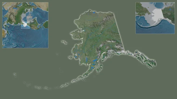 Primer Plano Estados Unidos Alaska Ubicación Región Centro Mapa Mundial —  Fotos de Stock