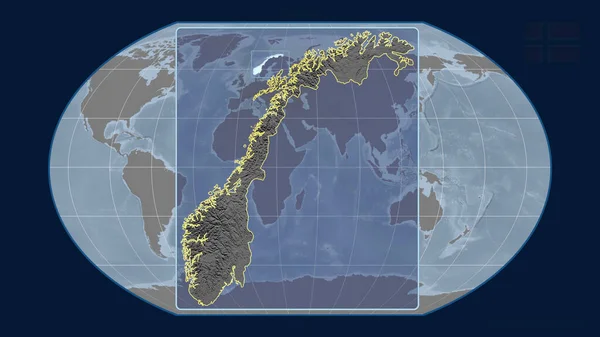 Vista Ampliada Del Contorno Noruega Con Líneas Perspectiva Contra Mapa —  Fotos de Stock
