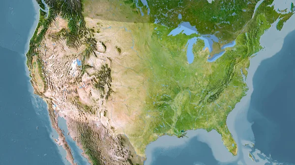 Pevninská Plocha Spojených Států Mapě Satelitu Stereografické Projekci Hrubé Složení — Stock fotografie
