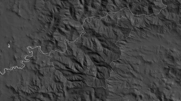 Quthing Distrito Lesoto Mapa Tons Cinza Com Lagos Rios Forma — Fotografia de Stock