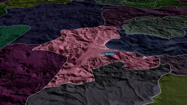 Малатья Провинция Турции Масштабировалась Выделялась Столицей Цветная Карта Административного Деления — стоковое фото
