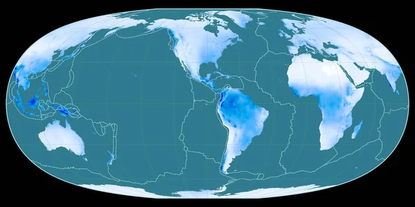 Mcbryde Thomas Projekció Világtérképe Nyugati Hosszúság Fokára Összpontosult Átlagos Éves — Stock Fotó