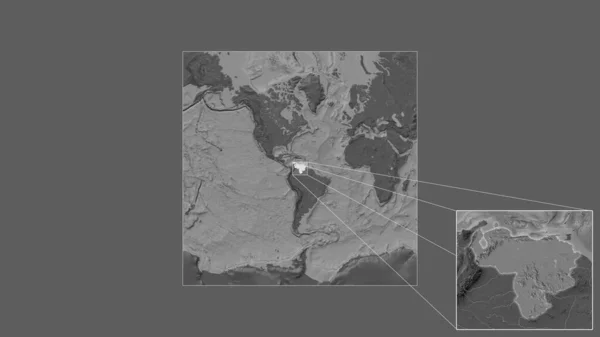 Rozšířená Zvětšená Oblast Venezuely Byla Extrahována Rozsáhlé Mapy Světa Vedoucími — Stock fotografie