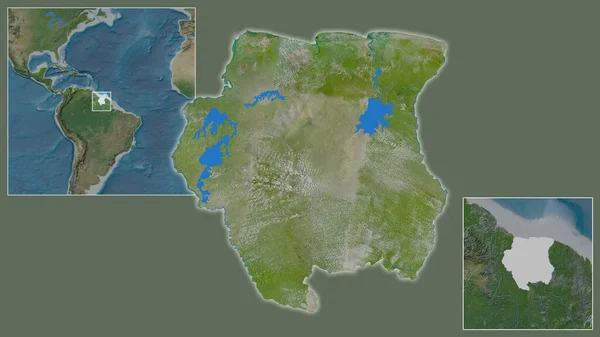 Primer Plano Surinam Ubicación Región Centro Mapa Mundial Gran Escala — Foto de Stock