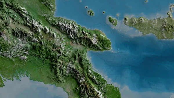 Morobe Prowincja Papua Nowa Gwinea Zdjęcia Satelitarne Kształt Nakreślony Stosunku — Zdjęcie stockowe