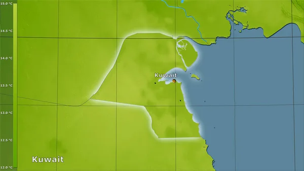 Temperatura Média Quarto Mais Frio Dentro Área Kuwait Projeção Estereográfica — Fotografia de Stock