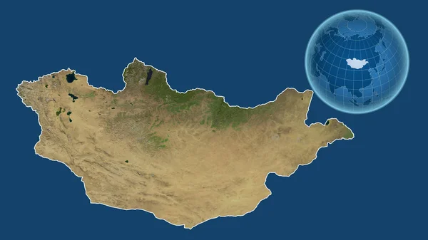 Mongolie Globe Avec Forme Pays Contre Carte Zoomée Avec Son — Photo