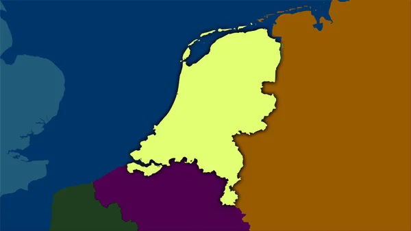 Países Baixos Área Mapa Divisões Administrativas Projeção Estereográfica Composição Bruta — Fotografia de Stock