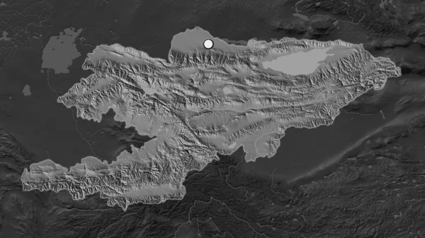 Zone Surlignée Kirghizistan Avec Point Capital Sur Carte Désaturée Son — Photo