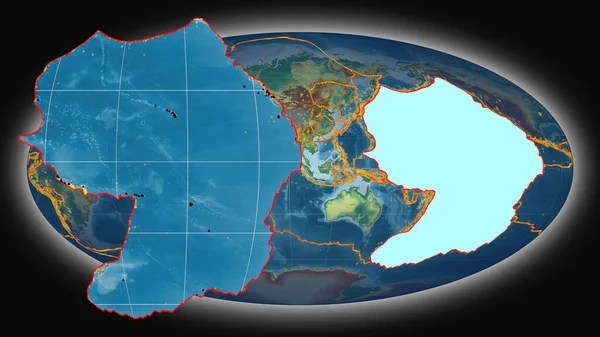 Placa Tectónica Del Pacífico Extruida Presentada Contra Mapa Topográfico Global — Foto de Stock