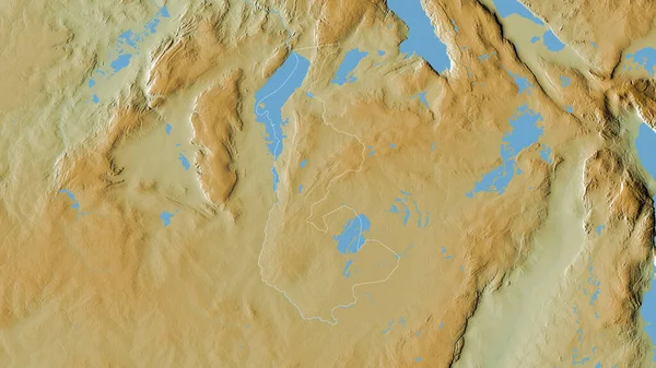 ザンビアのルアプラ州 湖や川と色シェーダーデータ 形状は その国の領域に対して概説 3Dレンダリング — ストック写真