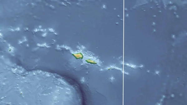 Samoa Sousedství Vzdálená Perspektiva Bez Obrysu Barevná Fyzická Mapa — Stock fotografie