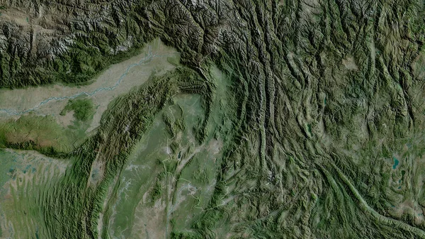 缅甸克钦邦 卫星图像 形状与它的国家相对应 3D渲染 — 图库照片
